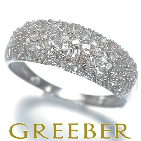 Rakuten - ダイヤ ダイヤモンド 0.50ct テーパーバゲットカット パヴェ リング K18WG Ring 指輪 【中古】GENJ