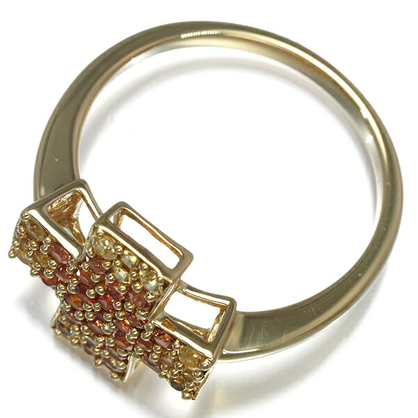 サファイア パヴェ クロス リング K18YG 指輪 【中古】GENJ