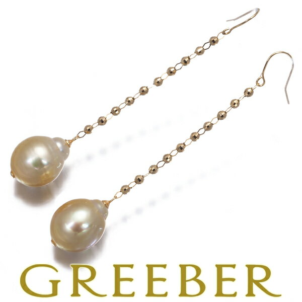 Rakuten - ゴールデン パール 真珠 10.0mm カットボール フック 一粒 ピアス K18YG ソーティング Pierce【中古】GENJ