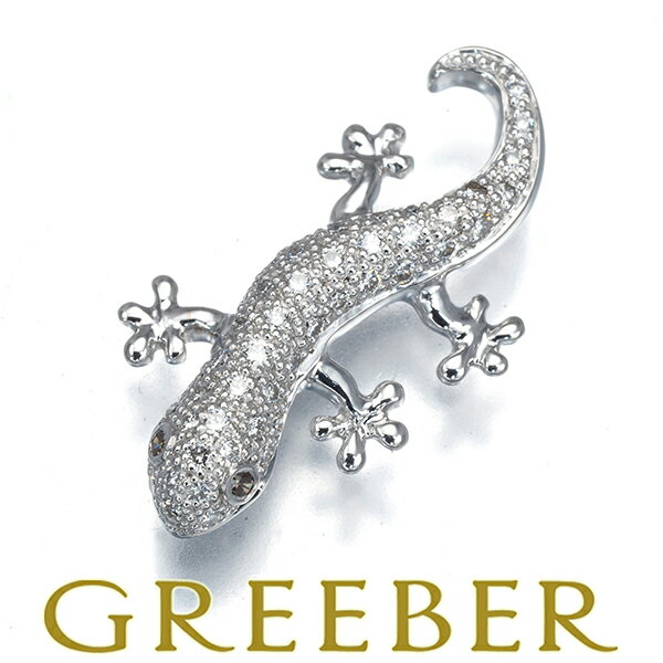 樂天商城 - MIKIMOTO ミキモト ブローチ ブラウン&クリア ダイヤ ダイヤモンド 0.23ct ヤモリ アニマル K18WG Brooch【中古】BLJ