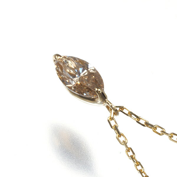 【要獲得！先着順最大3万円クーポン！】ブラウンダイヤ ダイヤモンド 0.45ct マーキスカット ロング 一粒 ネックレス K18YG Necklace【中古】GENJ