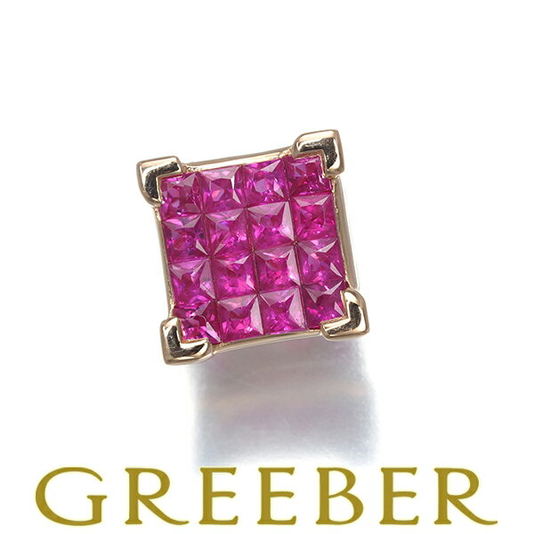 Ruby - ルビー ミステリーセッティング ペンダント トップ K18PG Pendant【中古】GENJ