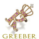 ★ポイント5倍対象商品★ 笠原真寿美 ペンダント トップ ピンクサファイア 0.08ct ダイヤ ダイヤモンド 0.02ct アルファベット K K18 Pendant【中古】BLJ