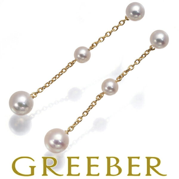 22日20時スタート！★ポイント5倍対象商品★ MIKIMOTO ミキモト ピアス 真珠 4.9-7.2mm ドロップ 揺れる 2WAY チャーム K18YG Pierce【中古】BLJのサムネイル