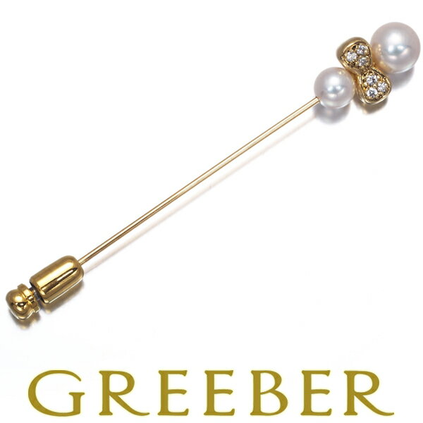 Pearl - ★ポイント5倍対象商品★ MIKIMOTO ミキモト ブローチ パール 真珠 6.0-7.3mm ダイヤ ダイヤモンド ラペルピン K18YG Brooch【中古】BLJ