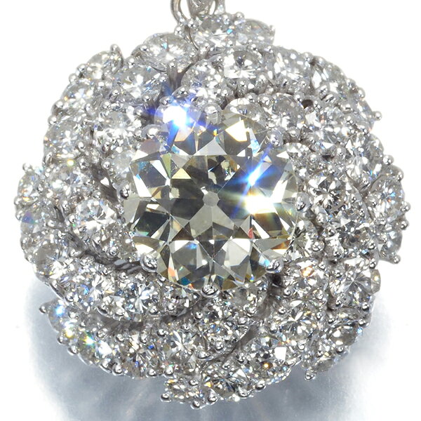 オールドカットダイヤ 2.2ct ペンダント トップ ダイヤモンド K14WG【中古】GENJ ...