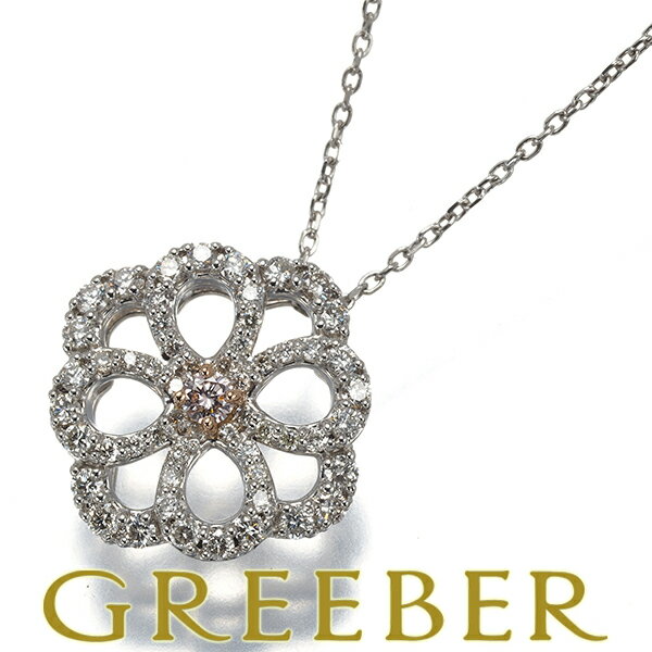 Rakuten - ピンク&クリア ダイヤ ダイヤモンド 0.052ct/0.48ct フラワー ネックレス Pt950/Pt850/K18PG ソ Necklace【中古】GENJ