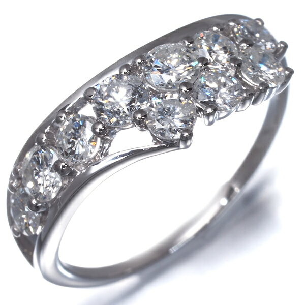 12日10時配布スタート！【要獲得！先着順最大6万円クーポン！】ダイヤ ダイヤモンド 1.00ct 10P ウェーブ リング Pt900 Ring 指輪 【中古】GENJ