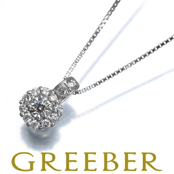 Rakuten - ダイヤ ダイヤモンド 0.11ct/0.09ct フラワー パヴェ サークル ネックレス K18WG Necklace【中古】GENJ