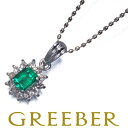 エメラルド 0.28ct ダイヤ ダイヤモンド 0.14ct クラシック ネックレス Pt900/Pt850 Necklace【中古】GENJ