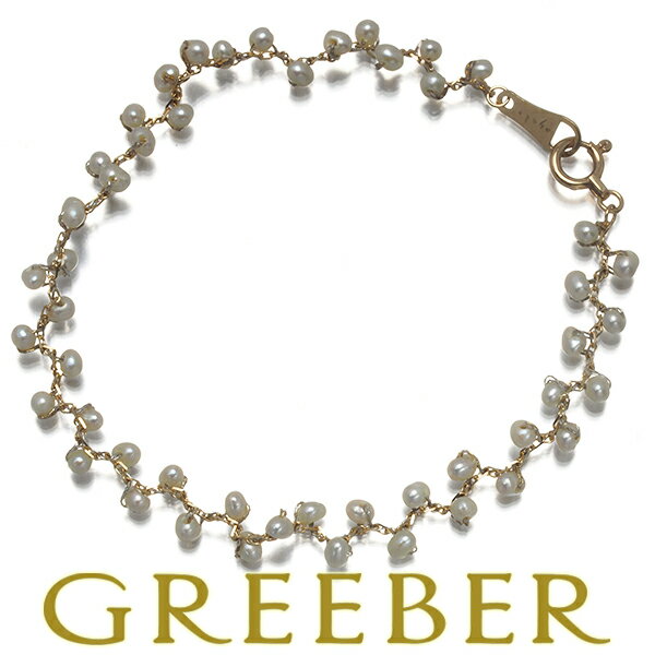 agete アガット ブレスレット パール 真珠 1.8-2.0mm K10YG Bracelet【中古】BLJ
