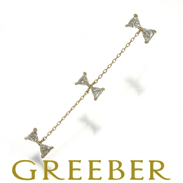 AHKAH アーカー ピアス ダイヤ ダイヤモンド 0.34ct セブロン トリリアントカット 片耳 K18YG Pierce【中古】BLJ