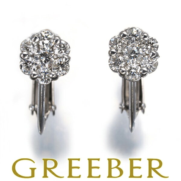 Rakuten - ダイヤ ダイヤモンド 0.30ct/0.30ct フラワー パヴェ イヤリング K18WG Earrings【中古】GENJ