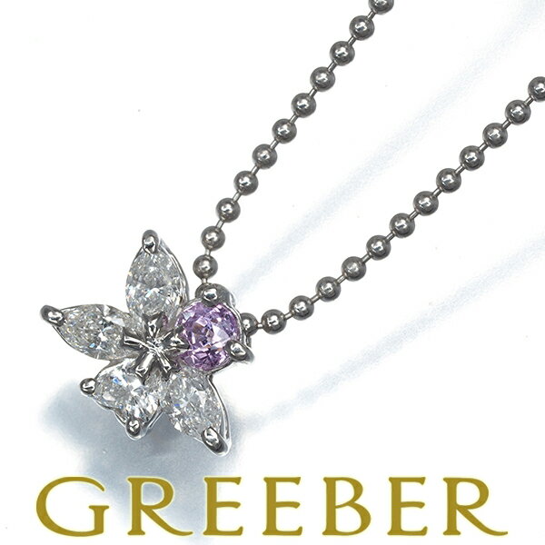 Rakuten - ピンクサファイア 0.22ct ダイヤ ダイヤモンド 0.47ct フラワー ネックレス Pt900/Pt850 Necklace【中古】GENJ