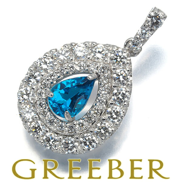 ★ポイント5倍対象商品★ アパタイト 0.46ct ダイヤ ダイヤモンド 0.61ct ペアシェイプ ティアドロップ ペンダント トップ Pt950 鑑 Pendant【中古】GENJ