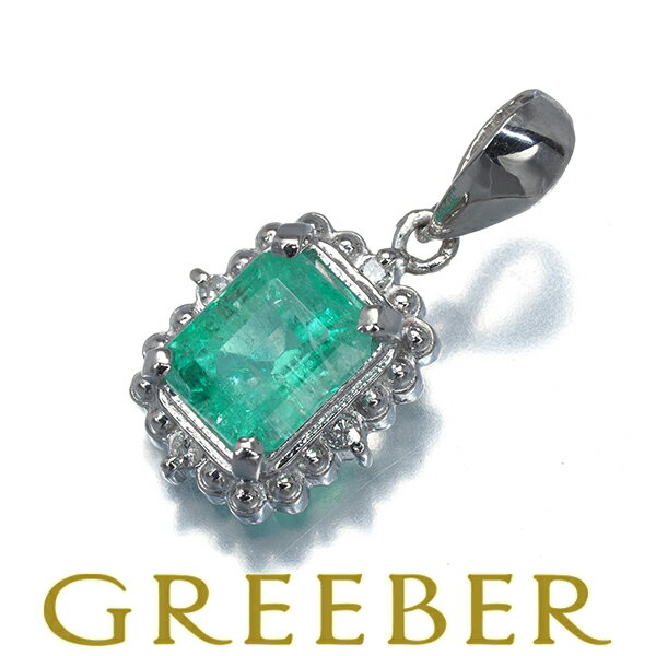 Rakuten - エメラルド 1.05ct ダイヤ ダイヤモンド 0.03ct ペンダント トップ Pt900 Pendant【中古】GENJ