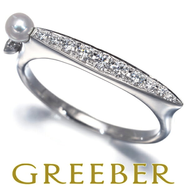 ★ポイント5倍対象商品★【数量限定クーポン発行中！】 MIKIMOTO ミキモト リング ベビー パール 真珠 3.1mm ダイヤ ダイヤモンド ディナー 9号 K18WG Ring 指輪 【中古】BLJ