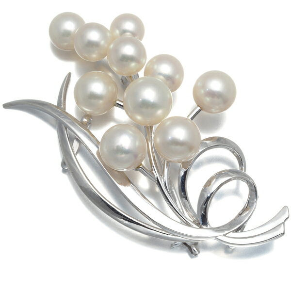 ★ポイント5倍対象商品★ ミキモト ブローチ パール 真珠 6.5-8.5mm K14WG 【中古】BLJ