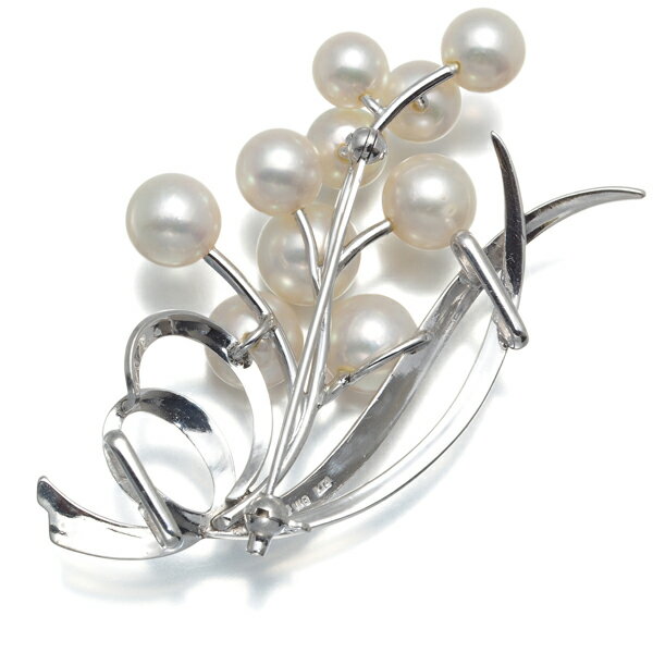 ★ポイント5倍対象商品★ ミキモト ブローチ パール 真珠 6.5-8.5mm K14WG 【中古】BLJ