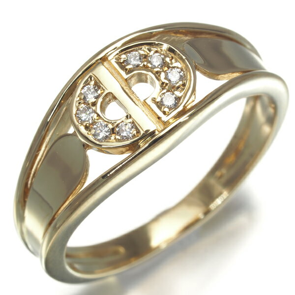 ★ポイント5倍対象商品★ ディオール リング ダイヤ ダイヤモンド ロゴ 12号 K18YG Diamond Ring 指輪 【中古】BLJ/GENJ