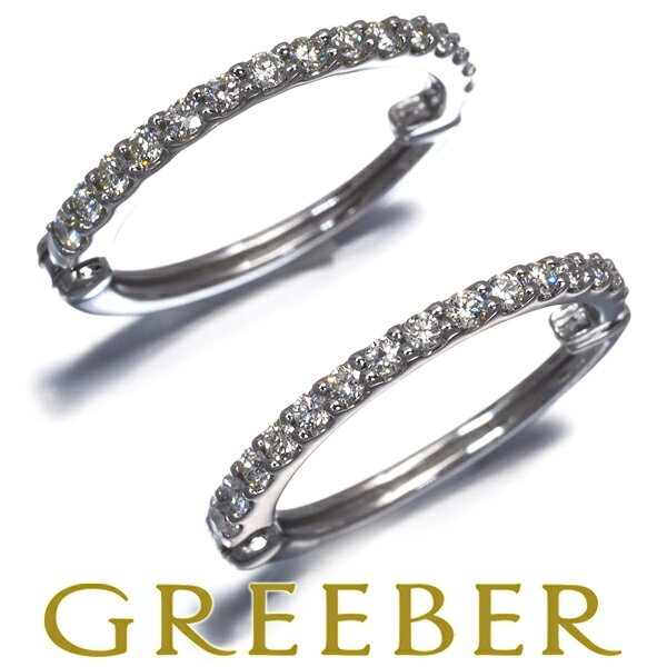 Rakuten - GSTV イヤリング ダイヤ ダイヤモンド 0.35ct/0.35ct フープ ピアリング Pt950 Earrings【中古】BLJ/GENJ