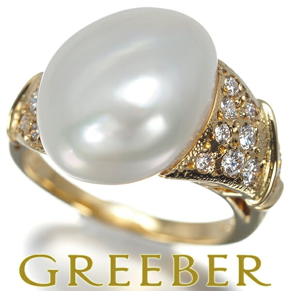 Rakuten - MIKIMOTO ミキモト リング バロック パール 真珠 14.3mm ダイヤ ダイヤモンド 0.28ct 9.5号 K18YG Pearl Ring 指輪 【中古】BLJ