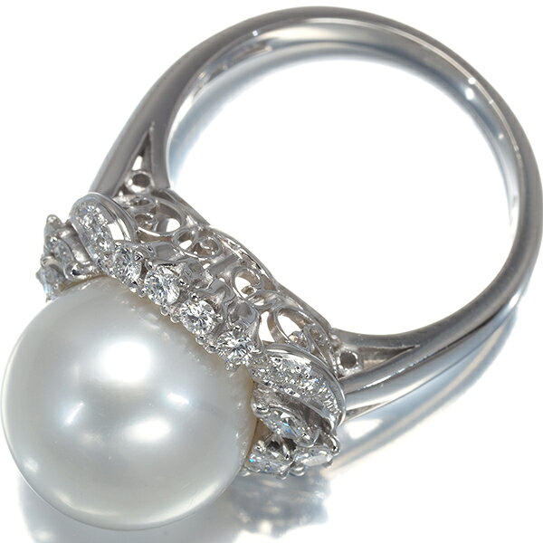 12日10時配布スタート！【要獲得！先着順最大6万円クーポン！】MIKIMOTO ミキモト リング 真珠 12.3mm ダイヤ ダイヤモンド 0.50ct 14号 Pt900 Pearl Ring 指輪 【中古】BLJ
