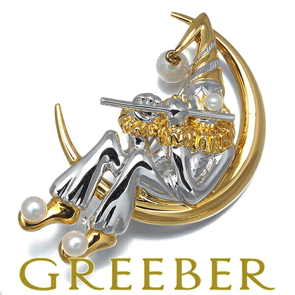 Pearl - ★ポイント5倍対象商品★ MIKIMOTO ミキモト ブローチ パール 真珠 3.2-6.0mm ピエロ シルバー Brooch【中古】BLJ