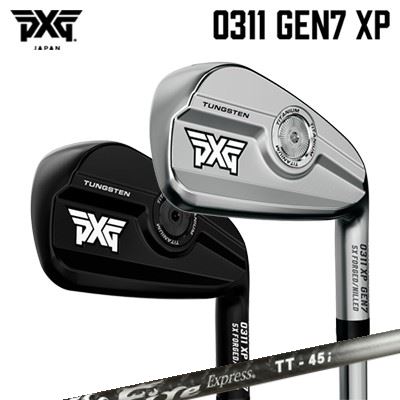 PXG 0311 GEN7 XP IRONFire Express TT-45iHEAD初級から中級のプレーヤー向けのPXG 0311 GEN7 XPアイアンは、ヘッドサイズとオフセットが大きめの設計になっており、驚くほど柔らかい打感、究極の飛距離性能、格別のやさしさが特徴です。新しいQuantumCORテクノロジー10年の歳月をかけて開発されたPXGの極めて軽量な新しい独自のコア素材、QuantumCORは、質量の軽減に役立ちます。重量をより低く、ヘッド背面部のペリメーター近くに配置することが可能となり、慣性モーメントが劇的に向上しています。このコア素材と、PXGの部分肉厚超極薄フェーステクノロジーとを組み合わせることで、反発係数をUSGA（全米ゴルフ協会）規定ぎりぎりまで増加させ、フェースのたわみを最大化し、ボールの高初速を実現しました。部分肉厚な超極薄フェースPXGアイアンはその初期モデルからゴルフ業界最薄のフェースを搭載し続けてきましたが、GEN7になってフェースがさらに薄くなりました。高強度のHT1770マレージング鋼を使用した部分肉厚な超極薄フェースは、厚さわずか0.050インチ（約1.27mm）で、前モデルと比べて15%薄くなっています。PXG独自のコア素材と組み合わせることで、GEN7アイアンは反発係数をUSGA（全米ゴルフ協会）規定の限界まで高めることに成功。飛距離、やさしさだけでなく、打感と打音も向上しました。パワーチャンネルテクノロジーパワーチャンネルテクノロジーはフェース内面に作られた独自のU字形状の溝で、これによりクラブフェースのたわみ、特にフェース上部のたわみが大きくなります。この溝が、打ち出し角、弾道、ボールスピードを同時に高めることができるフェースの動きとエネルギーの移行をもたらします。チタン製インサート軽量なチタン製インサートに、高精度ウェイティングテクノロジーを搭載。クラブヘッド中央の質量を減らし、クラブヘッド外周り近くへ重量を再配置して慣性モーメントを高めます。内部にタングステン製のウェイトGEN7アイアンのトウ側には、20グラムのタングステン製ウェイトを搭載。これにより重心（CG）をフェース中心に保ち、慣性モーメントを高めており、やさしさが向上しています。高精度ウェイティングテクノロジークラブヘッド後部の重心付近に大きなウェイトを1つ配置しています。対面フィッティングによってウェイトの重量を決定することが一番ですが、WEB上でご注文のお客様の場合はご希望のスイングウェイトをご指定いただけましたら、最適のウェイトを取り付けます。なお購入後のウェイト調整には対応していません。また、当店にてお買い上げ履歴のあるお客様は「おまかせ」していただきましたら、過去にお作りしたクラブのデータをもとに、当店にて最適なクラブバランスにて組み上げます。5回にわたる鍛造8620ソフトカーボンスチールを5回にわたって鍛造することで、一本一本のアイアンを製造しています。この工程でグレインストラクチャーが密になるため、強度が向上し、グルーブ（溝）の寿命が長くなり、かつ全般的な使い心地および見た目も向上しています。ミーリング製法によるバックフェース全てのアイアンのバックフェースはミーリング（削り出し）で高精度に加工されており、フォージド（鍛造）製法より薄くできるため、高いパフォーマンスを生み出すボディ設計とさらに美しいルックスを実現しています。SPECIFICATION※製品には表示スペックと多少の誤差が生じる場合がありますのでご了承下さい。SHAFTファイアーエクスプレス TT-45i高機能超軽量アイアンシャフト従来の軽量シャフトは柔らかくてトルクが多くなりがちのため、スピードを落として振らないとブレが生じてしまうため扱い難いものでした。TT-45iは、東レ製高強度シート「TORAYCAR T800S」を主材料に採用。従来の軽量シャフトには無い、しなやかさとしっかり感を合わせ持つシャフトに仕上がっています。スピードを上げて打つことができるため、軽さをメリットにすることが可能となります。 チップ側にはタングステンパウダーシートを装着した「パワーチップ構造」を採用。トゥダウンとヘッドの開閉を抑えながらしなりをコントロール。ミート率の向上と当たり負けを抑え、打出し角のコントロールを容易にします。また、チップ側に重さがあることで、軽量シャフトでありながら重さを感じやすくなり、スイング中のクラブコントロールを高めるメリットもあります。そして、最外層に巻かれている四軸組布シートは飛距離と方向を安定させます。 外観は手元側がクリアー、中間部はシルバー、先端はクロクリアーの配色。手元と先端に見える四軸組布シートが他にはない存在感を演出しています。さらに、マット仕上げにすることでプレミアム感を引き立たせます。 軽量のウッドシャフトからアイアンまでの振り心地を揃えることが可能となり、新たなクラブセッティングの時代を予感させるシャフトです。SPECIFICATIONGRIP【標準グリップ】※グリップ重量には製品公差がございますのでご了承下さい。※ロゴ無グリップを装着の際はロゴ向きのご指定は頂けません。※バックラインなしのグリップはバックラインのあり/なしのご指定はいただけません。※カスタム対応グリップは予告なく変更になる場合があります。PXG 0311 ジェネレーション7 XP アイアンファイアーエクスプレス TT-45iご注文についてご注文の流れ利き手、仕上げ、セット内容を選択してください。シャフトの種類、フレックスを選択してください。シャフトロゴの向きを選択してください。クラブ長、バランスを選択してくださいグリップを選択してください(標準グリップまたは別注)。グリップロゴの向きを選択してください。買い物カゴに入れ、通常のお買い物と同じようにお手続きください。※必ずshop@os-golf.comからのメールを受信できるようにしてください。※価格に標準グリップの代金は含まれていますが、別のグリップをご希望の場合は別途グリップ代金が必要となります。※通常はご注文確定後2週間程度での発送となります。※カスタムモデルですので、代金先払いとさせていただきます。また、スペック決定後のキャンセルはできません。ご了承ください。※メーカー欠品の為、納期が大幅に遅れる場合はメールにてご連絡いたします。その際はご注文をキャンセルすることが可能です。通常10日～2週間程度での発送となりますが、メーカー在庫状況によっては納期が予想以上にかかる場合があります。詳細についてはごメーカー確認後、当店より連絡いたします。カスタムクラブはお客様のご要望に合わせて工房で組み上げます。それぞれ異なる商品ですので、ご注文後のキャンセルはできません。また、代引き決済も対応しておりません。ご理解、ご協力よろしくお願いします。