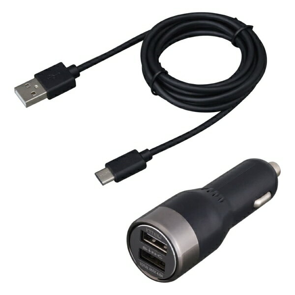 【アウトレット品】 SEIWA セイワ シガーソケット 充電器 DCパワープラグ＋ケーブル Type-Cケーブル付き D491 ab-001-030