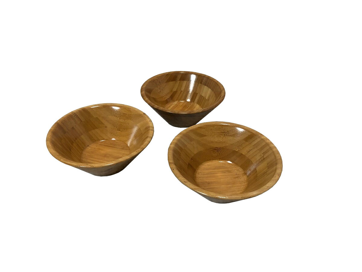 サラダボウル 小 3個セット ツヤ塗装 15cm 合竹製 丸 食器 【在庫処分】