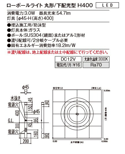 ★LIXIL 美彩 ローポールライト 丸形 下配光型 H400 12V オータムブラウン/クリエダーク LED エクステリア照明 ★【送料無料】