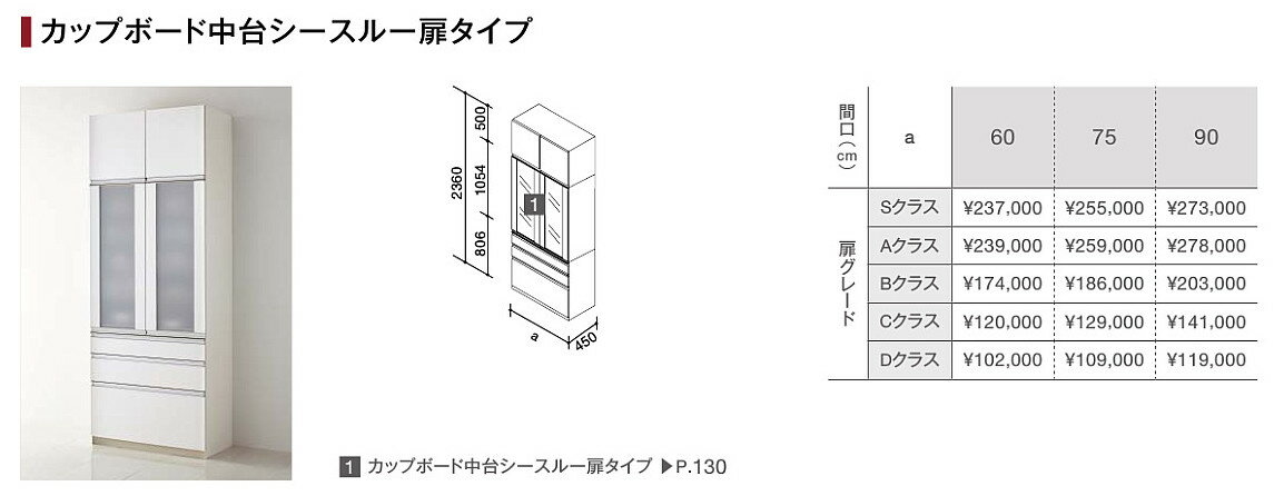 ★クリナップ☆クリンレディ☆カップボード中台☆シースルー扉タイプ☆収納☆間口60cm☆Dクラス☆35％OFF★