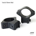 【送料無料】マウント リング ローマウント リング径 1インチ (25.4mm)/ ベース対応幅10mm BK スコープマウント スコープ ハンドガン 電動ガン...