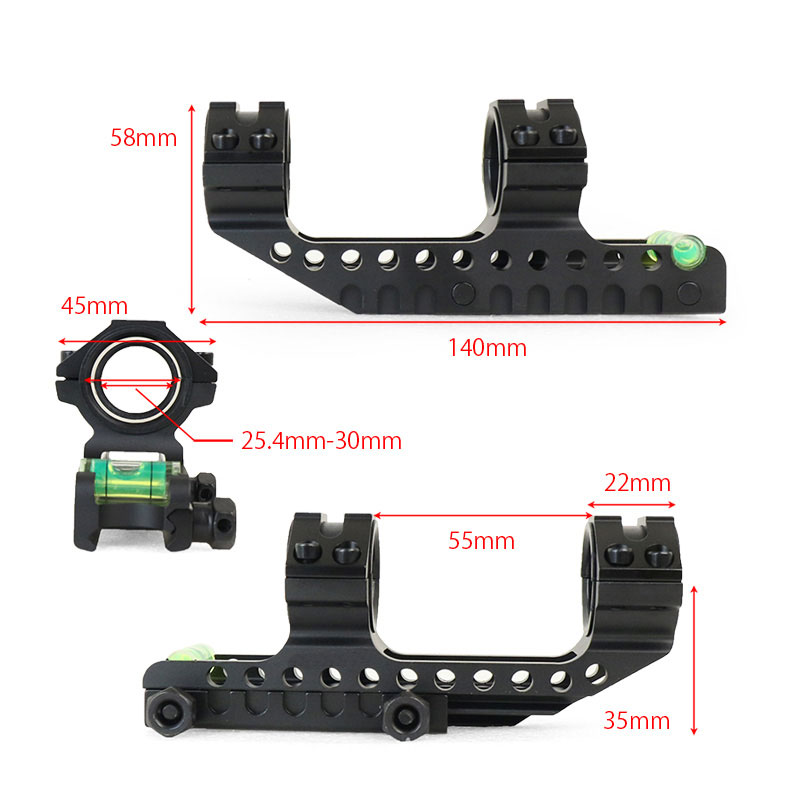 アウトサイダーのANS Optical ミドル ワンピースマウント 1インチ / 30mm対応 インジゲーター付 BK TAN スコープマウント サバゲー サバイバルゲーム 装備｜アングル3