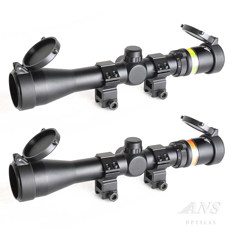 ANS Optical 3-9倍可変ズーム 3-9x40 電池不要 オートイルミネート イルミネーション 20mmレール 20mmレイル ライフルスコープ 赤緑 RED/GREEN ハイマウント付 スナイパー 電動ガン エアガン サバゲー サバイバルゲーム 装備