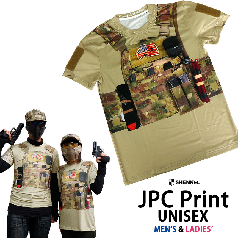 1枚でフル装備 SHENKEL シェンケル JPC プレートキャリア プリント Tシャツ 半袖 ミリタリーシャツ マルチカム S M L コンバットシャツ タクティカルシャツ サバゲー サバイバルゲーム 装備 服…