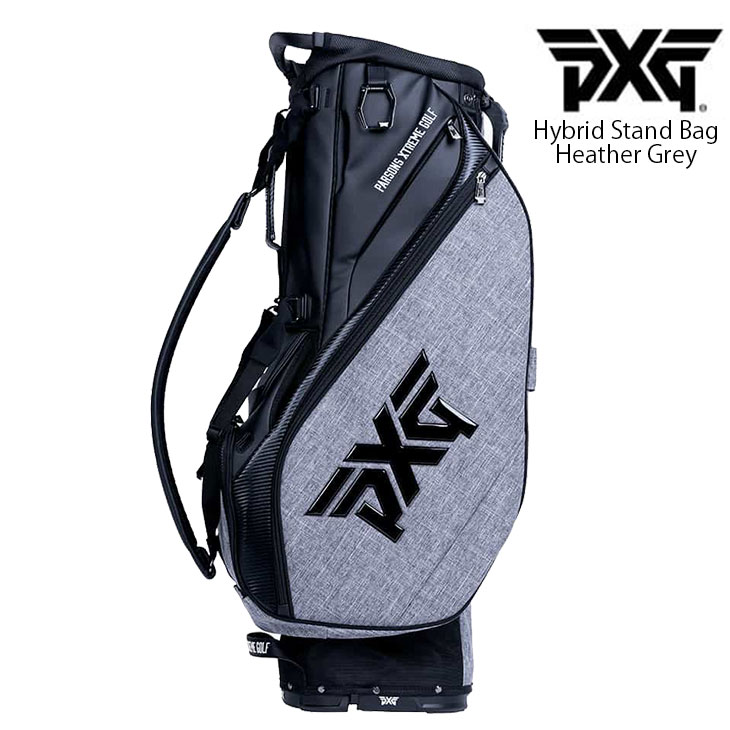 【商品説明】 商品名：PXG Hybrid Stand Bag ハイブリッド スタンドキャディバッグ メンズ 6分割 カート ブランド：PXG/ピーエックスジー 【特徴】 ・合計12個のポケット ・カートストラップ ・外づけ磁石パターアタッチメント ・カーボンファイバースタンドレッグ ・外部グローブ収納 ・カスタマイズ可能なボールポケット ・脱着可能な4ポイントシングルキャリーストラップ ・パッド入りのバックパネル ・錠付きのマイクロファイバーで貴重品うちポケット ・外づけ傘収納 ・スナップオンレインフード ・断熱材つきウォーターボトルポケット 【詳細】 素材：ポリウレタン、ポリエステル 口枠：6分割 カラー： ●ヘザーグレー ※純正フードは折り目など付きにくいよう取り扱いには気をつけておりますが、素材の特性上若干のシワはご容赦下さいませ。 【予約商品の入荷予定】 ※項目選択肢に『再入荷お知らせボタン』を設置させていただいております。 ご購入前、またはご購入後にクリックして設定いただくことで、入荷のお知らせがメールで届きます。 どうぞご利用くださいませ。 【商品納品予定】 ※納期は商品によって異なります。 1）在庫品のある場合、即日の発送が可能です。 2）発売前の予約品、またはメーカー在庫品は納期が決定次第、メールでご連絡させていただきます。 くわしくは下記画像にてご確認くださいませ。