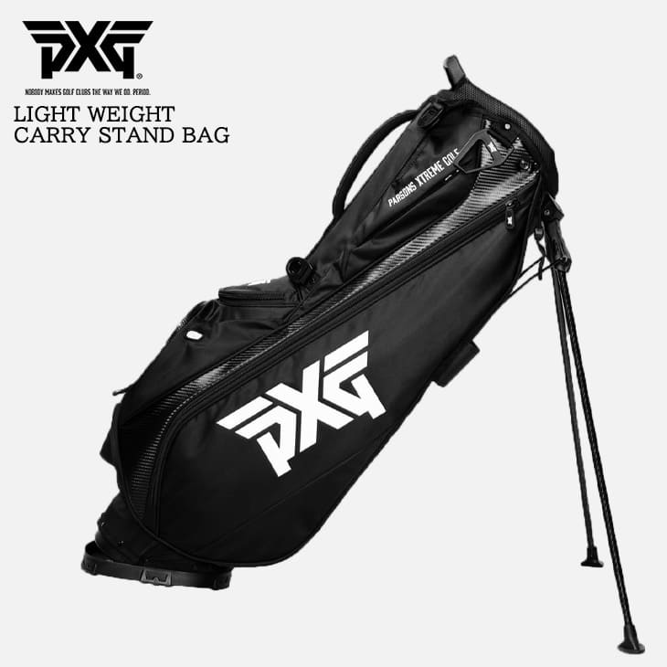 PXG/LIGHT_WEIGHT_CARRY_STAND_BAG/ライトウェイトキャリースタンドバッグ/PXG-8212-21-BLK/ピーエックスジー/スタンドキャディバッグ/ブラック/口枠4分割/ネームプレート無し