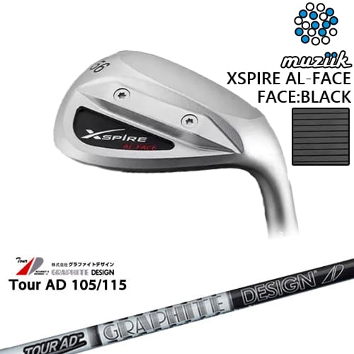 【工房カスタム】XSPIRE AL-FACE ウェッジ フェース：ブラック[WD]ムジークMUZIIK TourAD 105 115 ツアーAD 105 115グラファイトデザイン