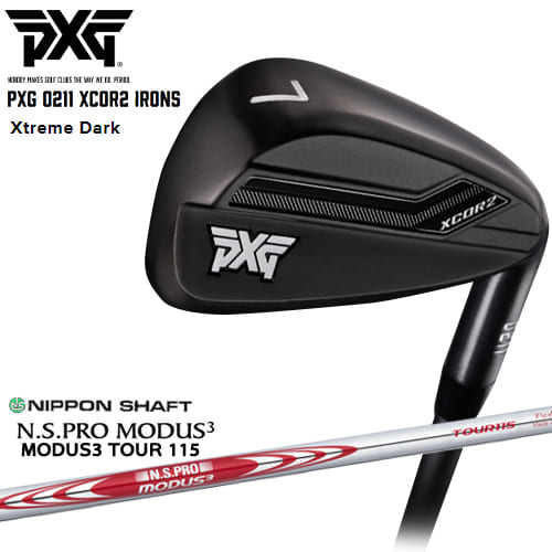 PXG/0211 XCOR2 アイアン/Black(ブラック)/4本セット(7I〜PW)/NS_PRO_MODUS_3_TOUR_115/赤/日本シャフト/カスタムクラブ