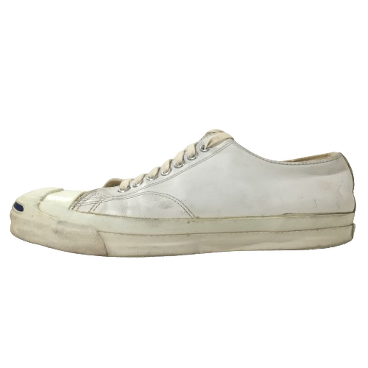 【中古】CONVERSE コンバース 90s ジャックパーセル レザー ホワイト 紐変更 USA製 USメイド 28cm US9.5 【A0】