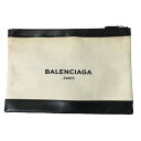 【中古】BALENCIAGA バレンシアガ クラッチバッグ セカンドバッグ ネイビークリップ L キャンバス 373840 AQ3BN 9260 【A0】