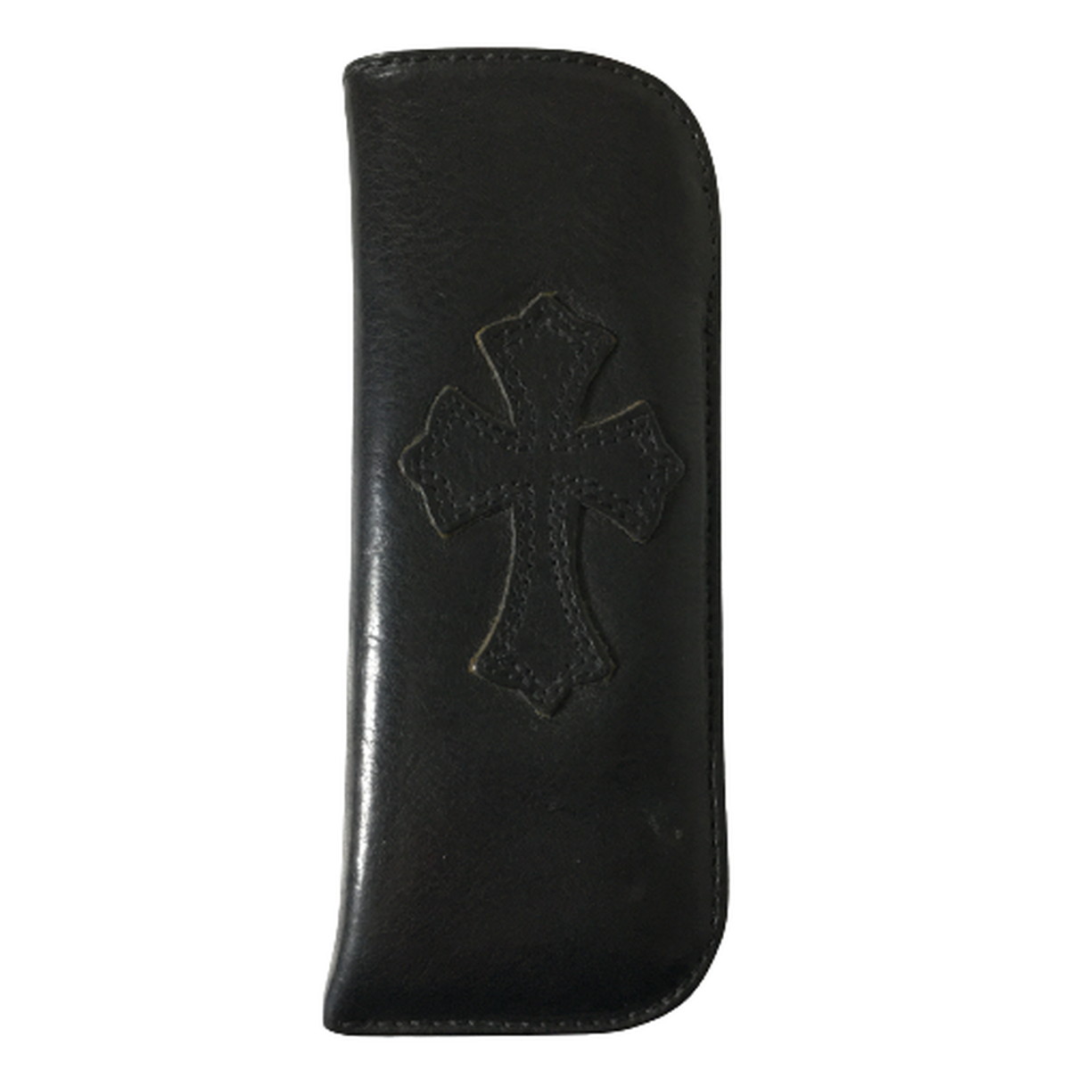 【中古】クロムハーツ CHROME HEARTS アイウェアケース ペンケース PAN CASE 小物入れ クロスパッチ レザー メガネケース 【A0】