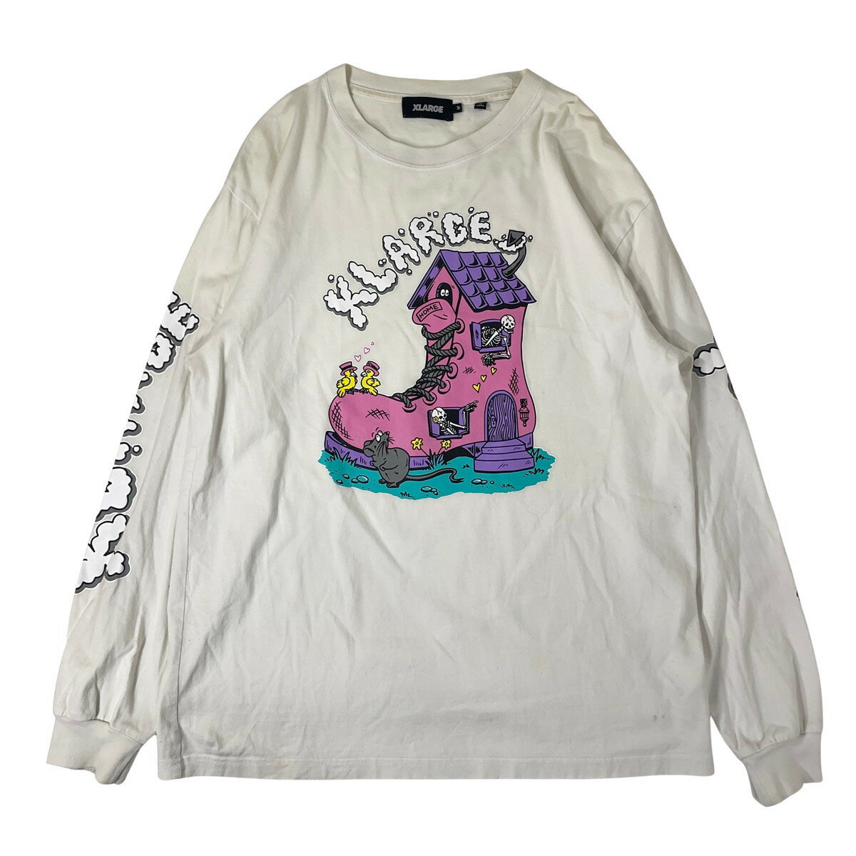 X-LARGE エクストララージ ロングTシャツ ロンT ホワイト BOOTS HOUSE L/S TEE 101221011008 白 M 【中古】【A1】