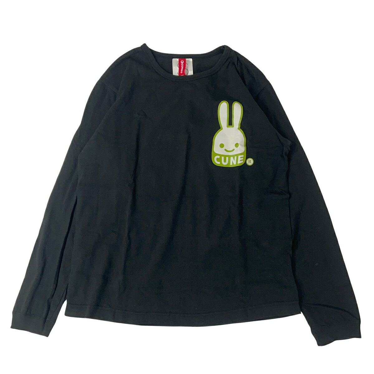 CUNE キューン ロングTシャツ ウサギ ブラック 黒 長袖 S 【中古】【A1】