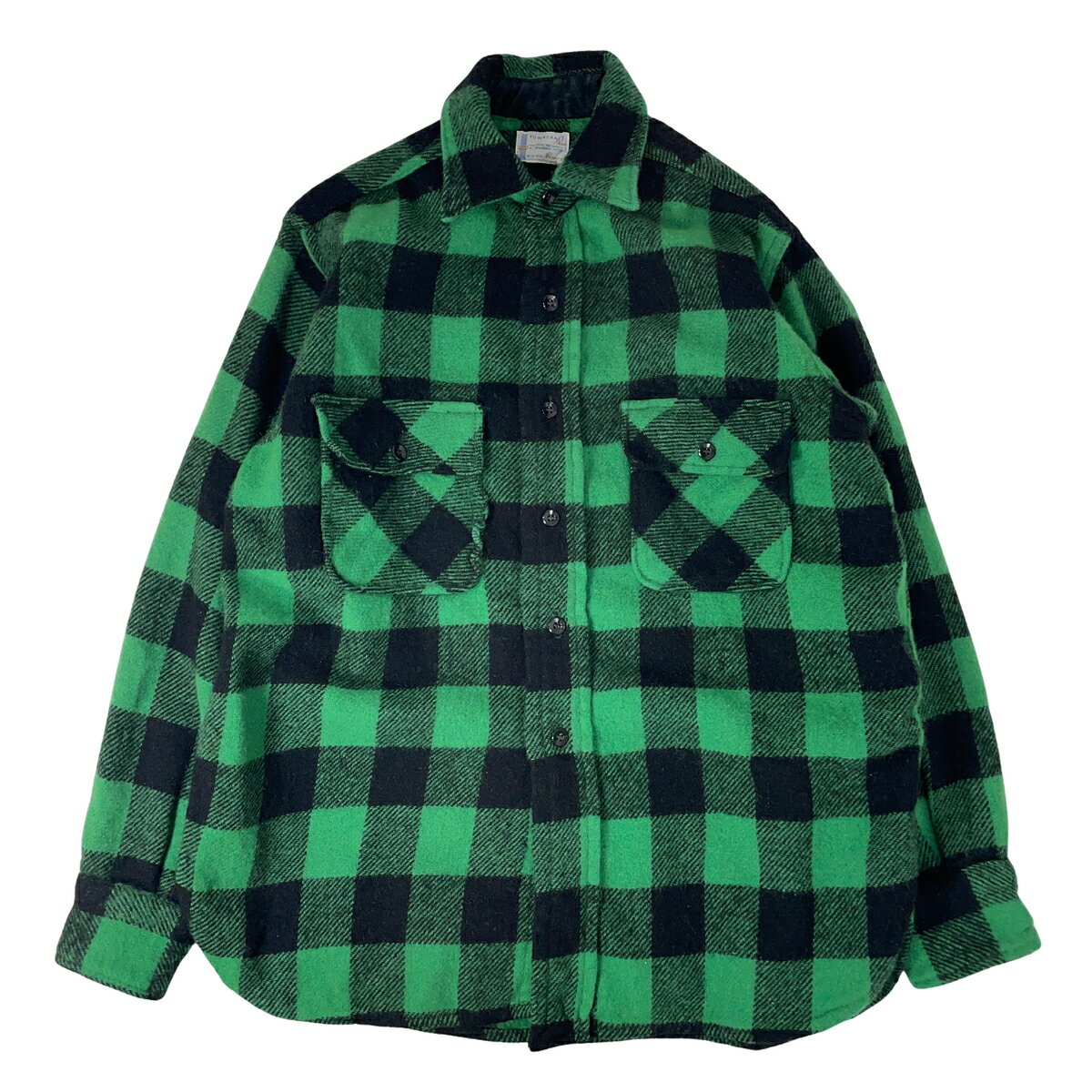 樂天商城 - TOWNCRAFT タウンクラフト 60s ウール チェックシャツ グリーン 緑 M 【中古】【A1】