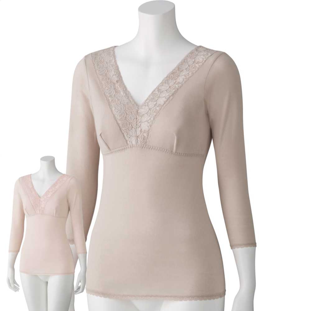 介護用 下着 肌着 カップ付 8分袖インナー M L LL 8分袖 レディース 婦人 用