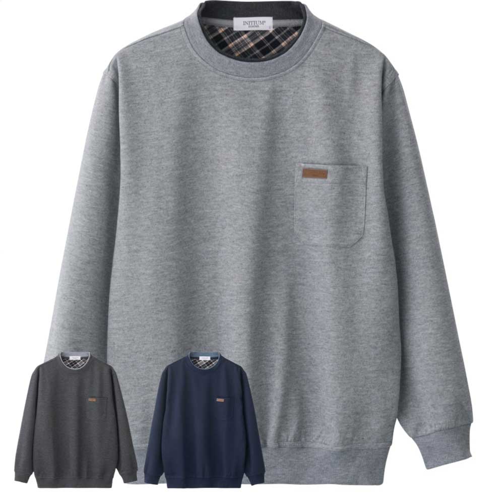 丸首 トレーナー M L LL シニアファッション 70代 80代 90代 アクティブシニア 100歳 メンズ 紳士 用