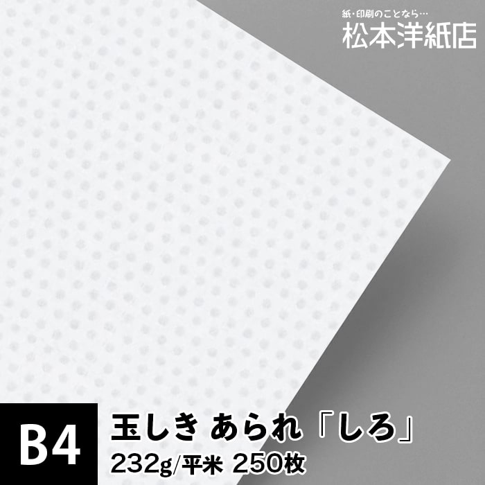 玉しき あられ「しろ」232g/平米 0.34mm B4 250枚, 和風 紙 和柄 印刷用紙 印刷紙 和紙 色紙 いろがみ おしゃれ ファインペーパー メッセージ カード はがき 名刺 案内状 招待状 封筒 画用紙